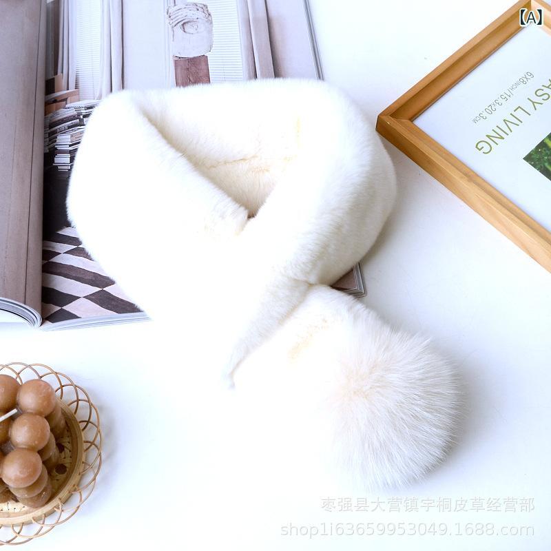 スカーフ レディース 秋冬 ラビットファー ダブルフェイス かわいい フォックスファーボール 磁気吸着 真毛 暖か 防寒 ストール 首元カバー