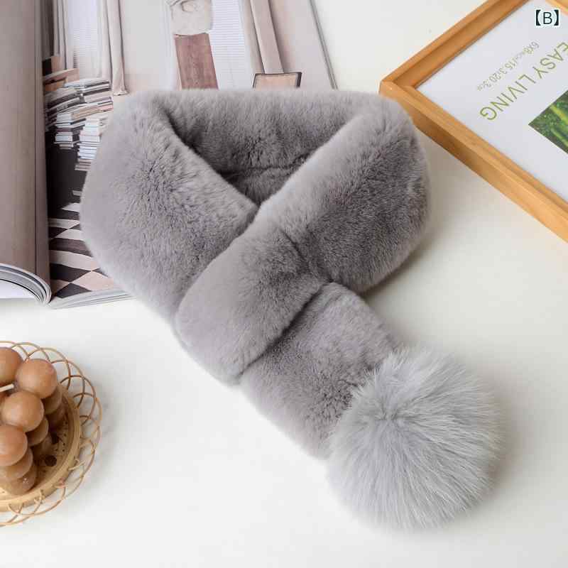 スカーフ レディース 秋冬 ラビットファー ダブルフェイス かわいい フォックスファーボール 磁気吸着 真毛 暖か 防寒 ストール 首元カバー