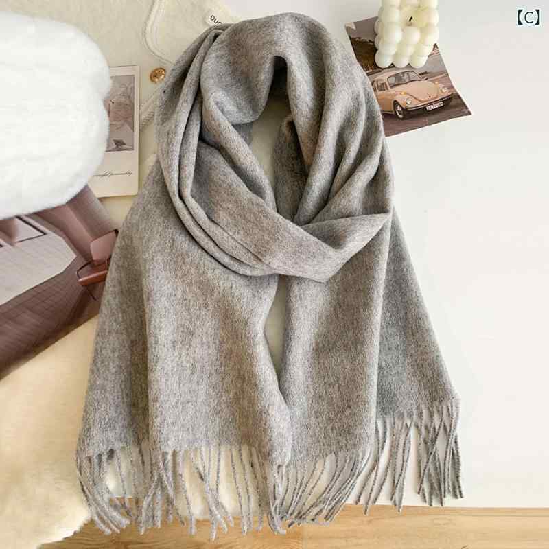 秋冬 レディース マフラー ウール 無地 高級感 保暖 厚手 コーディネート 韓国風 ベーシック 暖か スタイリッシュ 日常使い ギフト向き シンプル ソフト 軽やか 巻き方自在 ネック アクセサリー 冬物 防寒 ファッション アイテム