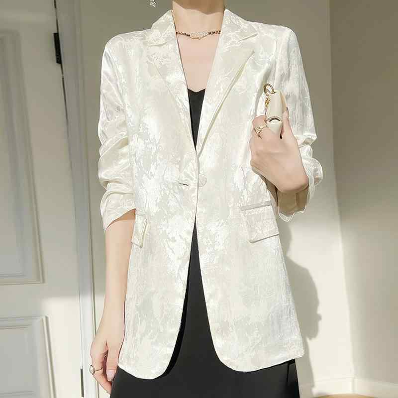 ジャケット レディース 春夏 高級感 サテン生地 スーツ テーラード クロップド カジュアル トップス エレガント 気質 女神風 休闲上衣