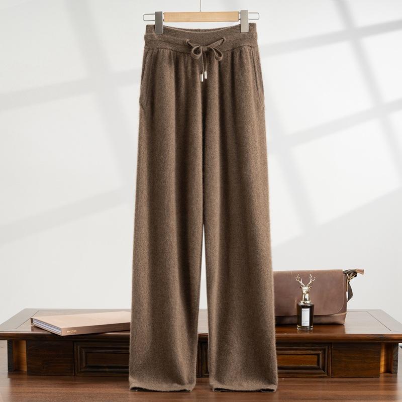 Trousers, Bottoms - ニットセーター カジュアルパンツ メンズ 秋冬 カシミア 厚手 ハイウエスト ストレート 保温 暖か 防寒 高級感 軽量 ソフト 日常着 通勤 レジャー 部屋着 アウター