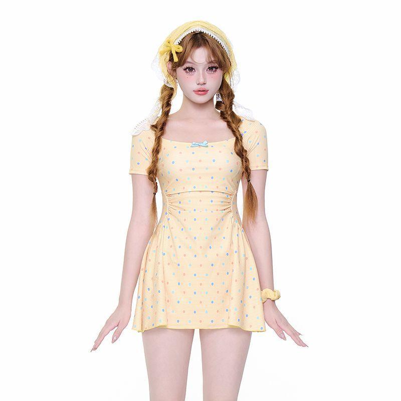 レディース 水着 セパレート 半袖 ショートパンツ 露出控えめ 体型カバー スクール水着風 大人可愛い 上品 高見え きれいめ トレンド 韓国ファッション ガーリー ジュニア 10代 20代 夏