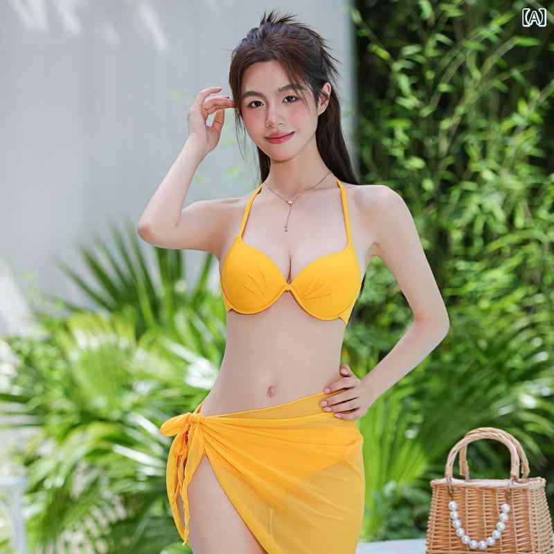 レディース 水着 ビキニ 3点セット 三角ビキニ セパレート パッド入り 厚手カップ ...
