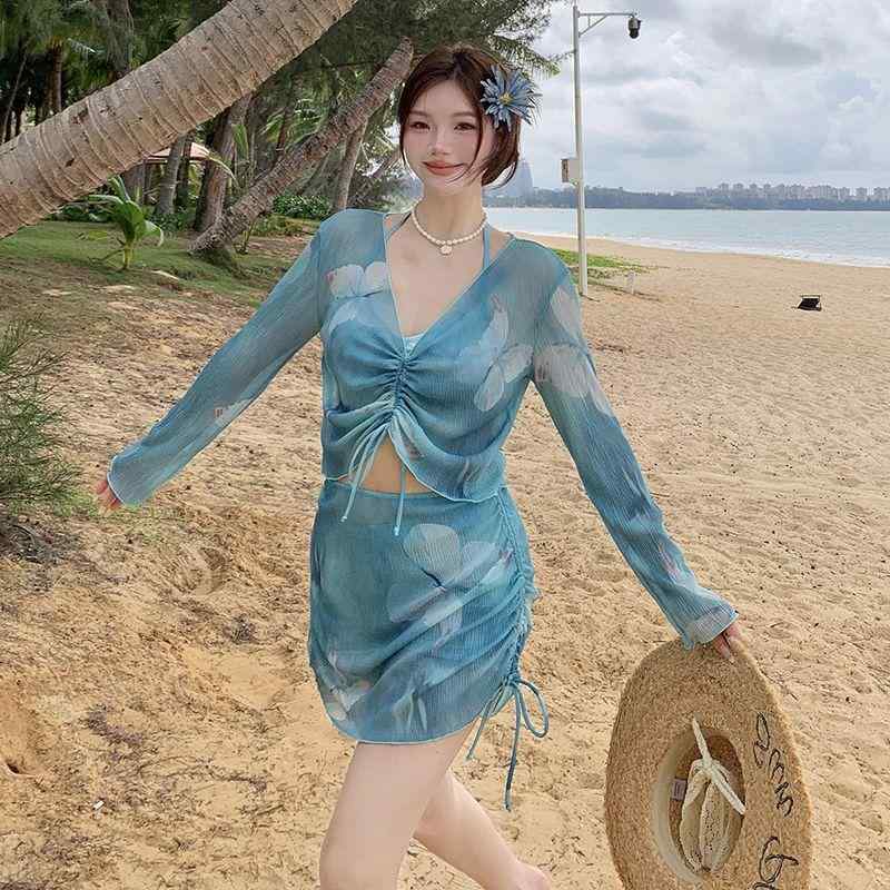 レディース 水着 ビキニ 4点セット セパレート 長袖 ラッシュガード付き 大きいサ...