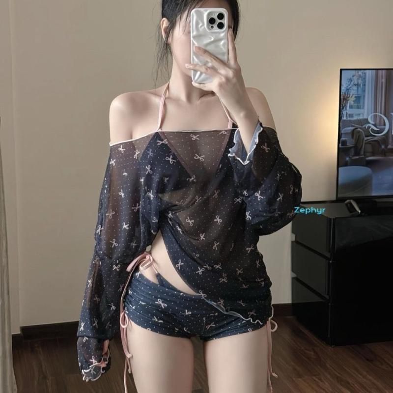 レディース 水着 ビキニ 4点セット 長袖 カバーアップ ショートパンツ スイムウェ...