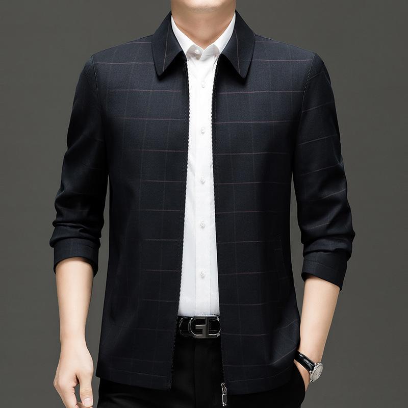 ジャケット メンズ ラペルカラー ルーズフィット ビジネス カジュアル オフィス 通勤 ウール チェック柄 春秋 高級感 軽量 吸湿速乾