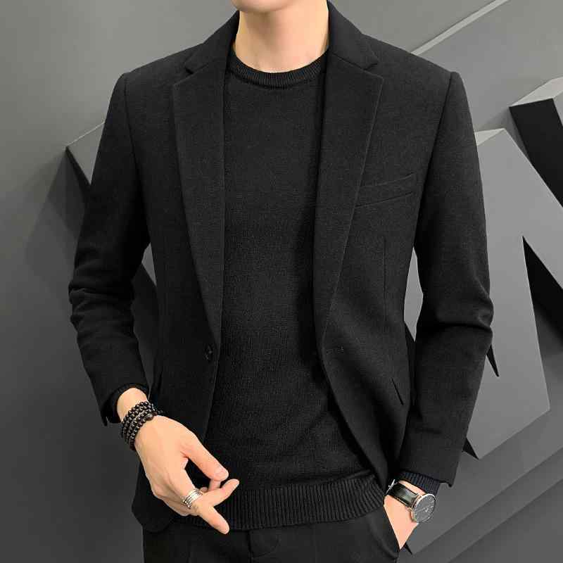 スーツ メンズ 秋冬 ウール スリムフィット 韓国風 青年 カジュアル ビジネス ジャケット セット 修身 休閑 正装 外套 上衣 潮