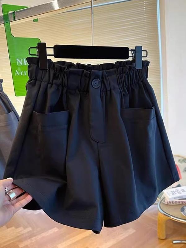 Rakuten - レディース ショートパンツ ハーフパンツ 5分丈 ハイウエスト Aライン ワイド ゆったり 大きいサイズ ぽっちゃり 細見え 楽ちん カジュアル 薄手 夏