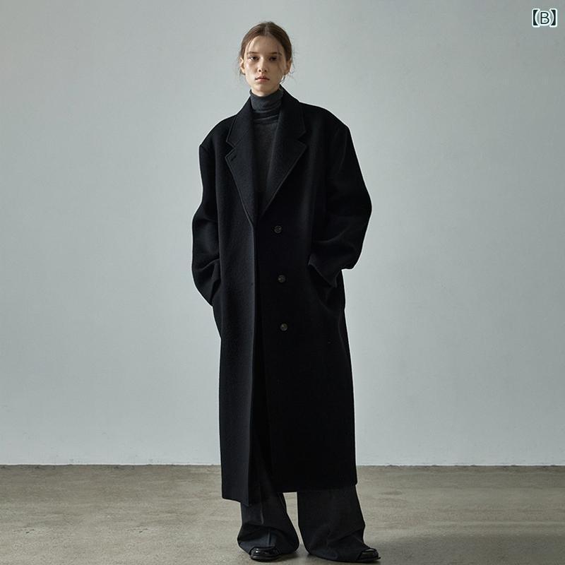 コート レディース 秋冬 ウール ラペル 中長丈 スーツカラー 暖か スタイリッシュ ロング丈 アウター 羊毛混 防寒 ビジネス フォーマル 膝下丈 ウールコート 女性用 冬物 コート丈 コートアウター