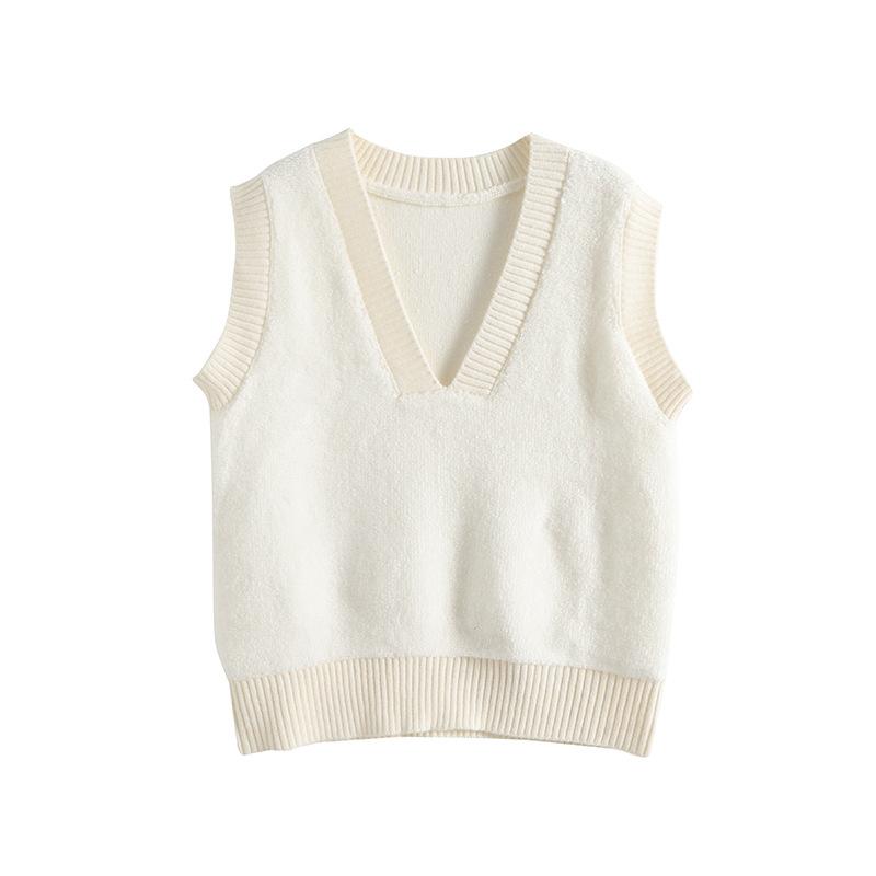 秋冬 レディース Vネック ニット 切り替え ベスト 暖か おしゃれ 質感 日韓風 スタイリッシュ 編み込み ギレ トップス 暖房 保温 ファッション コーディネート 日常使い 通勤 通学