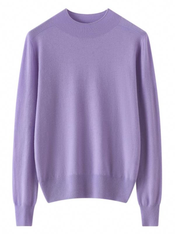 セーター レディース 100%羊毛 ハーフハイネック プルオーバー 高級感 シンプル 単色 細番手 ニット