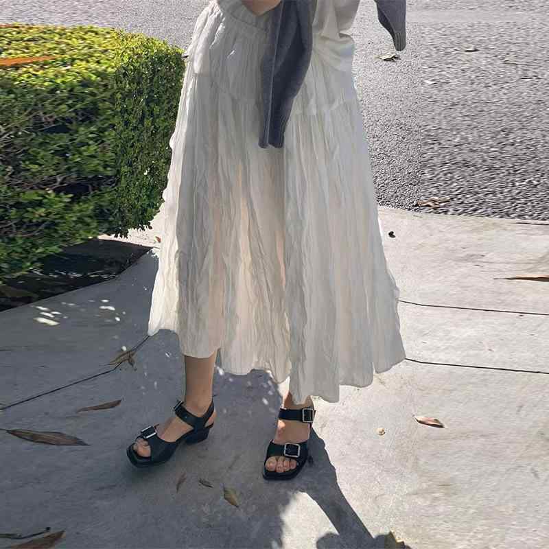 Tunics - レディース スカート ロング丈 プリーツスカート シンプル 上品 きれいめ 高見え 大人可愛い 体型カバー 細見え 夏 カジュアル 通勤 オフィスカジュアル フェミニン 無地 デイリー