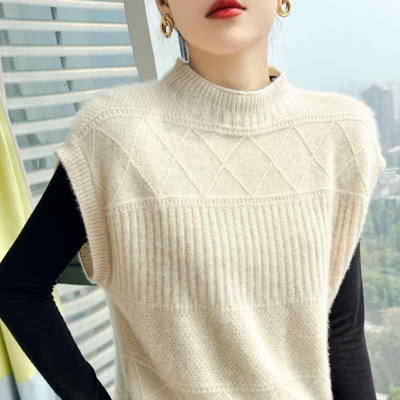 ・素材: ウール95%以上・色: 青、紫、赤・サイズ: S、M、L、XL、XXL・丈: 標準(50-65cm)・襟型: ハーフタートルネック・パターン: 菱形・トレンド: 純色・スタイル: 通勤・前立て: プルオーバー・シルエット: ルーズ・対象性別: 女性・対象年齢: 成人