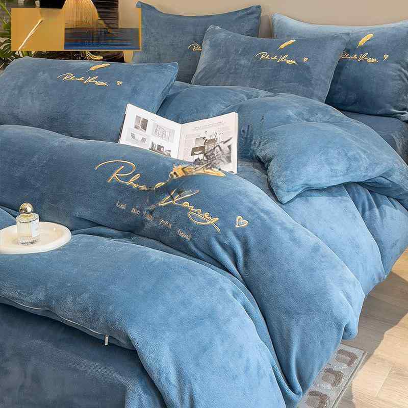 掛け布団カバー ベッドシーツ 秋冬 両面ミルクフランネル 加厚暖か コーラルフランネル素材 単品 3点セ..