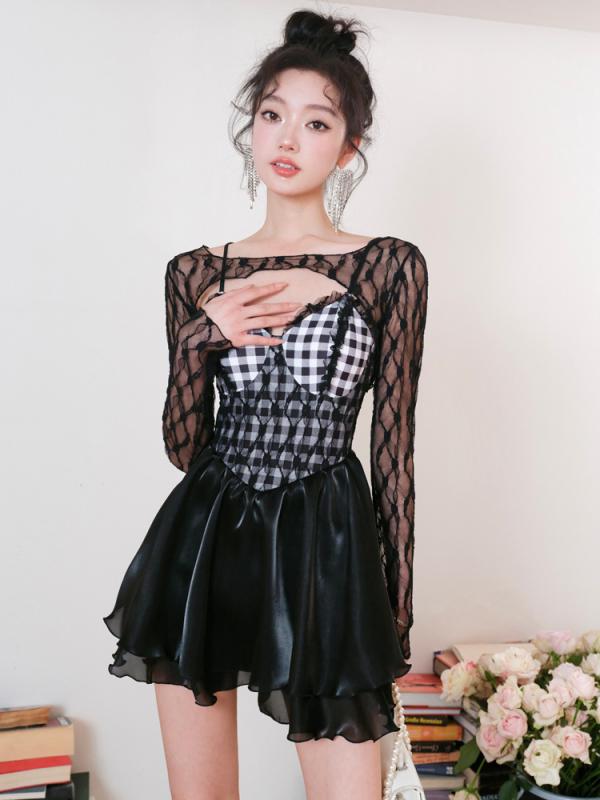 レディース 水着 ワンピース スカート付き お腹カバー 細見え 体型カバー 韓国風 セクシー フェミニン ガーリー 高見え 大人可愛い 温泉 海 プール ビーチ 露出控えめ 旅行 春 夏