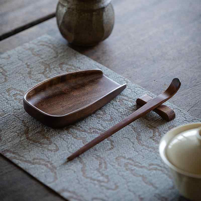 茶道具 3点セット 天然木 ウォールナット 茶則 茶さじ 茶挟 蓮 筆置き 工夫茶具 中国茶 台湾茶 上品 高見え 和モダン おしゃれ 丁寧な暮らし 普段使い ブラウン
