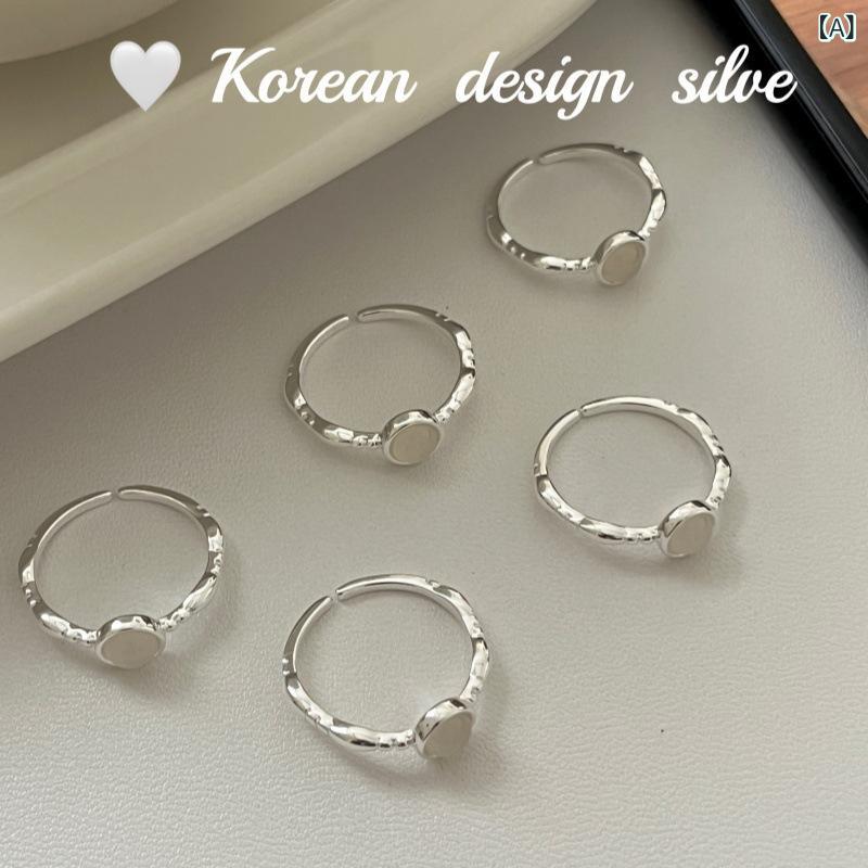 指輪 男女兼用 純銀 白玉髄 丸形 シンプル 高級感 デイリー使い ファッション アクセサリー コーディネート自在 ジュエリー スタイリッシュ 洗練 ベーシック モダン