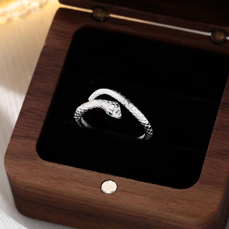指輪 女性 純銀 蛇モチーフ 開口式 人差し指用 干支 蛇 本命年 ファッション アクセサリー トレンド シ..