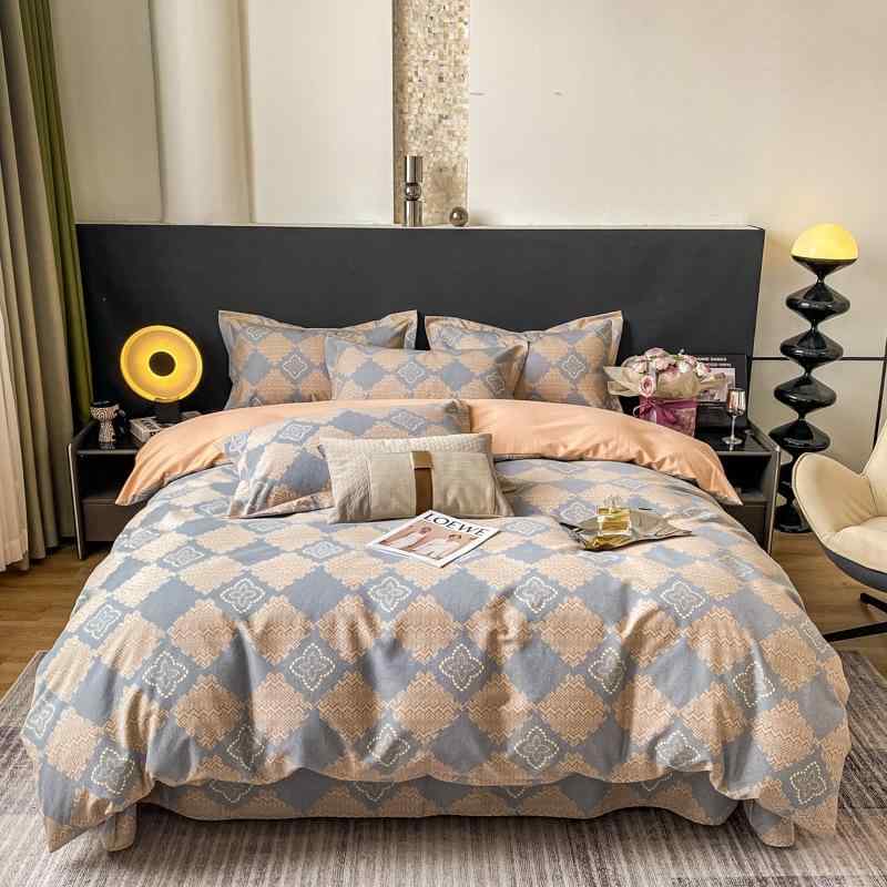 ベッドシーツセット 秋冬 綿100% 厚手 フランネル加工 暖か寝具 四件セット 吸湿速乾 快適 家庭用 ダブ..