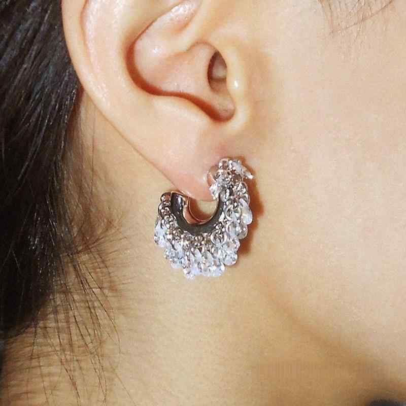 レディース イヤリング シンプル ミニマル 高級感 クール ジルコニア Cリング フープ アクセサリー フ..