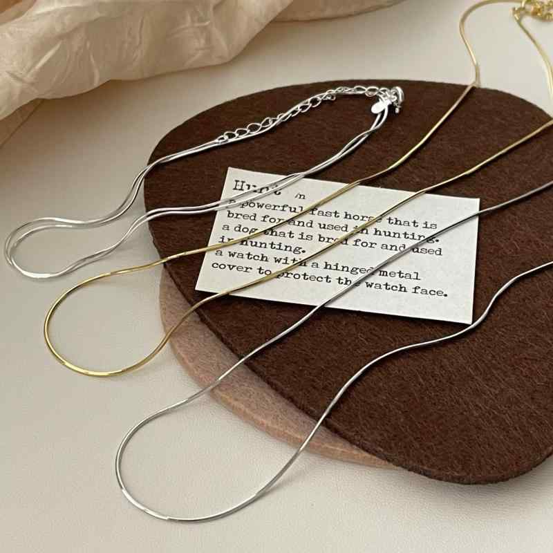 ネックレス レディース 925シルバー シンプル 蛇骨チェーン 百搭 重ね付け レイヤード チェーン 女性用..