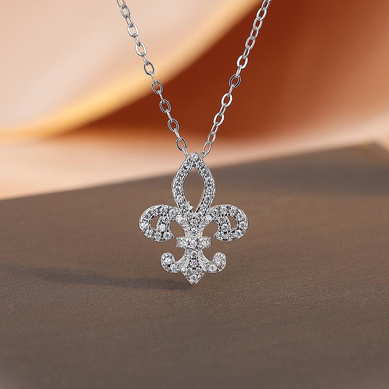 ネックレス レディース アイリス 花モチーフ ペンダント 925シルバー 微細 宝石 埋め込み 高級感 フレ..