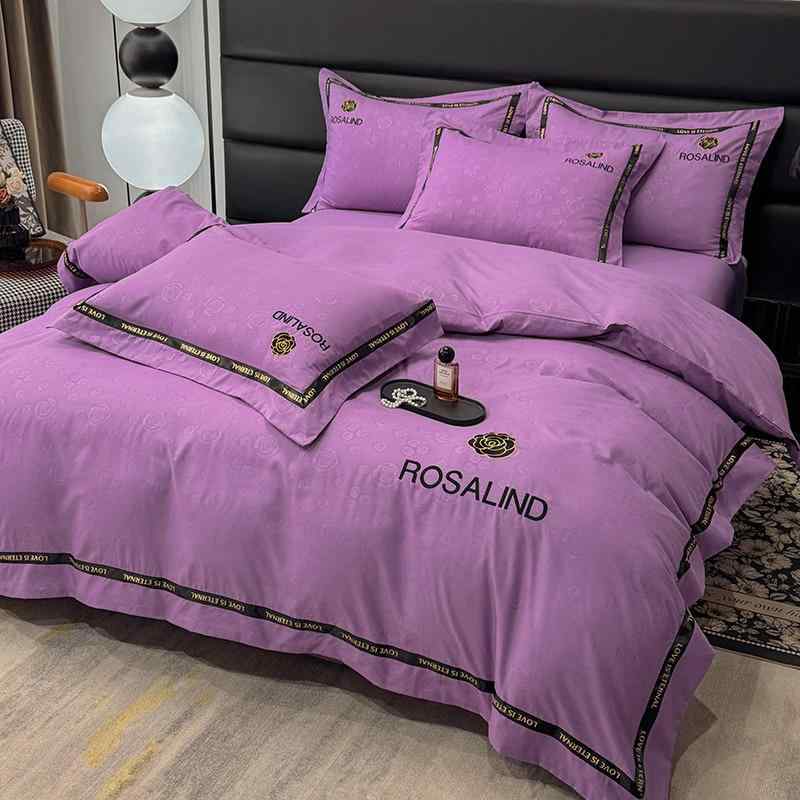 寝具セット ベッドシーツ 枕カバー 掛け布団カバー 厚手磨毛 刺繍花柄 シンプル単色 四点セット 三点セ..