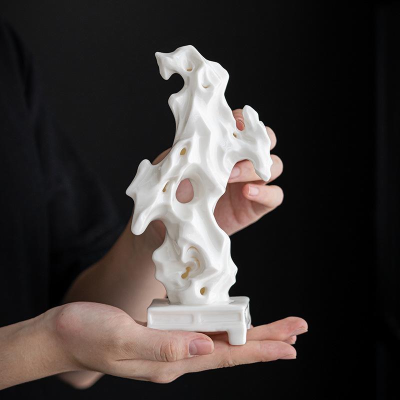置物 室内用 セラミック 工芸品 岩山風 小型人工山 インテリア 飾り リビング 玄関 デスクトップ 家庭..