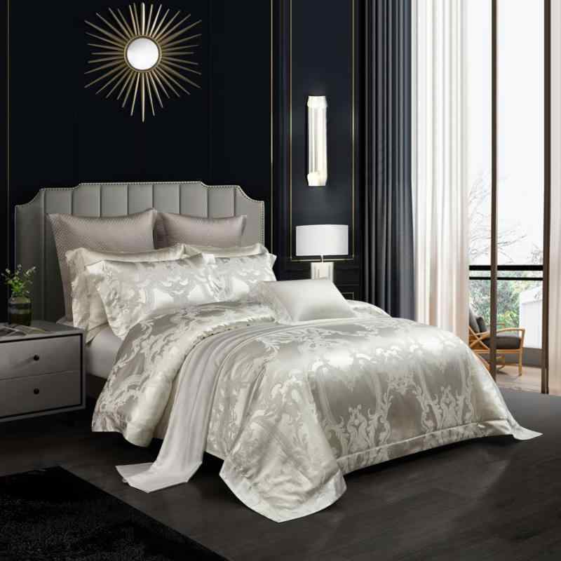 寝具セット ファミリー シルク 桑蚕絲 コットン 重厚 大花柄 四件 高級感 ベッドリネンセット シーツ ..