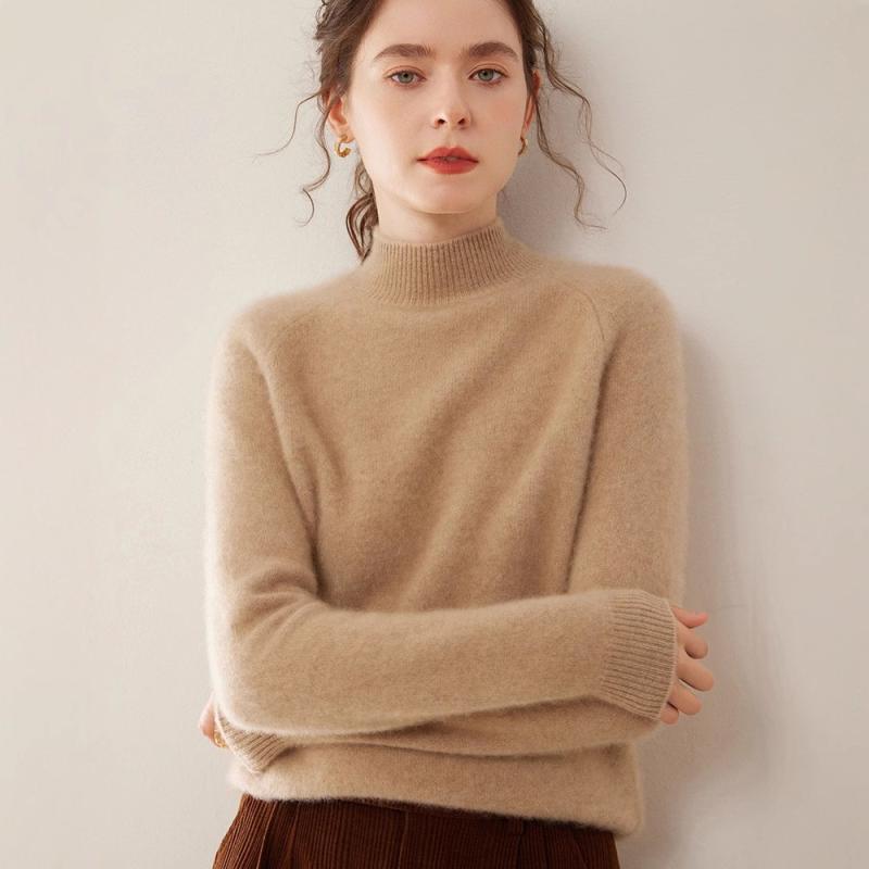 レディース 秋冬 厚手 プルオーバー 丸首 ゆったり セーター ビジネス カジュアル スリム ウール カシ..