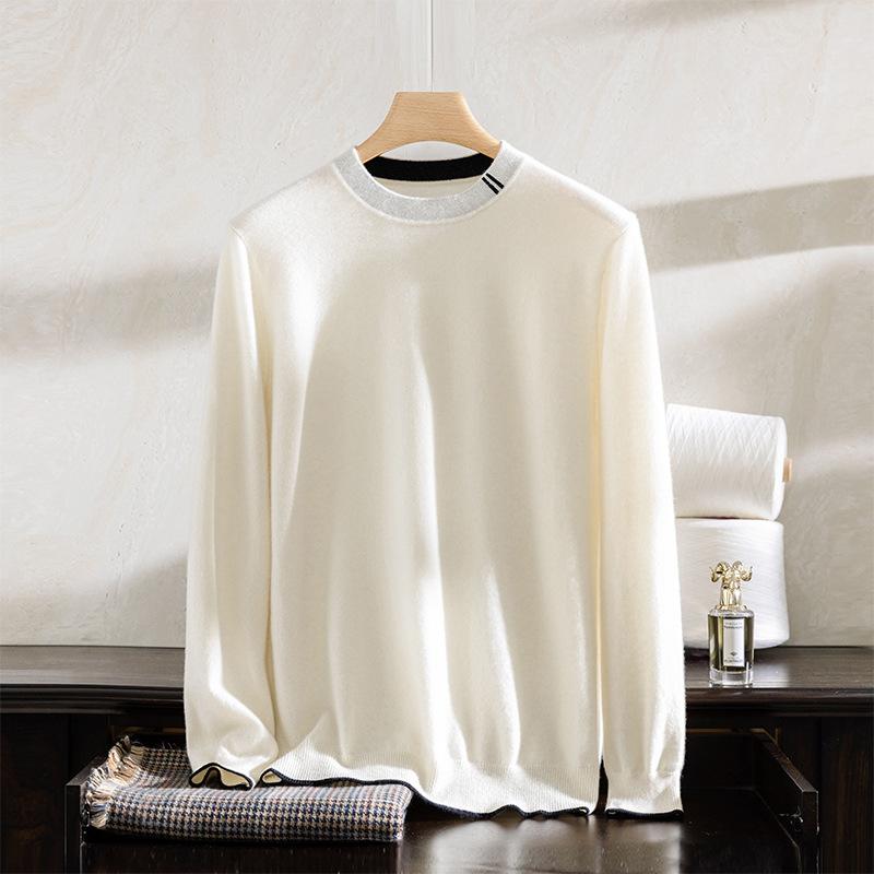 メンズ 秋冬 ニットセーター ラウンドネック 純カシミヤ プルオーバー 単色 暖か 羊毛 軽量 通勤 部屋着