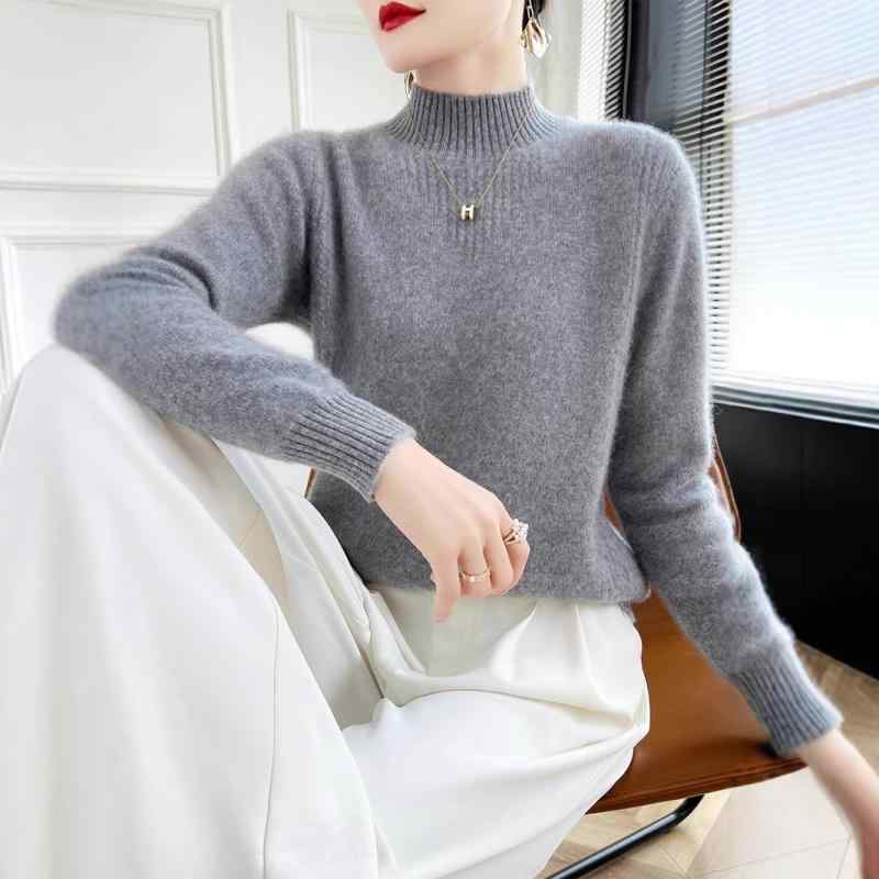 ・色: キャメル,ベージュ,グレー,赤・サイズ: S,M,L,XL,XXL・着丈: 普通(50cm超65cm以下)・襟型: ハーフハイネック・袖型: スタンダード・袖丈: ロング・厚み: ミディアム・スタイル: 知的通勤優雅・素材: ウール95%以上・着用方法: プルオーバー
