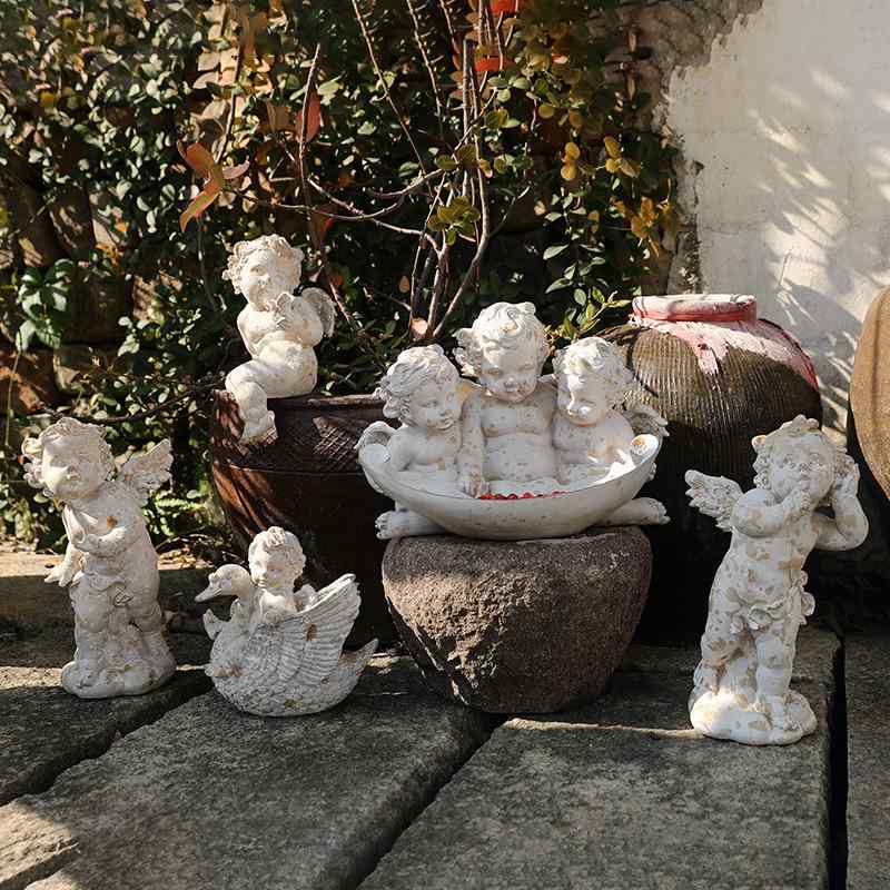 置物 オーナメント 天使 北欧風 シンプル ガーデニング 雑貨 ガーデン 庭 玄関 屋外 アンティーク調 レトロ ヴィンテージ風 デコレーション オブジェ エンジェル 園芸 景観 彫像 西洋 ヨーロピアン インテリア 花壇 飾り 池 庭園 彫刻 高見え