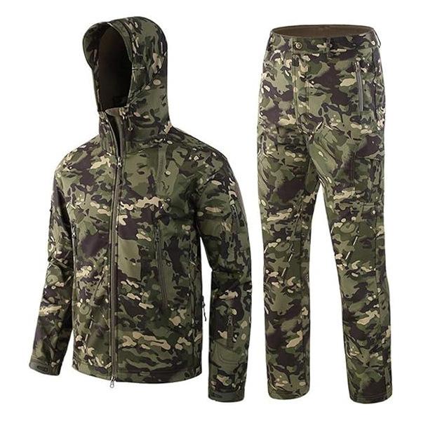 アウトドア ソフトシェル ジャケット 防水 防寒 保温 パンツ セット 男女兼用 軽量 吸湿速乾 軍迷スタイル