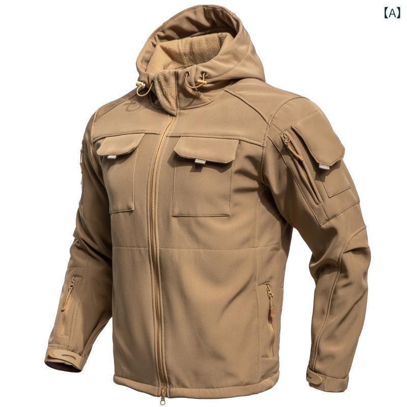 メンズ 秋冬 ジャケット アウトドア ミリタリー 防水 フード付き 登山服 加厚 保暖 軽量 通勤 通学 ハイキング 吸湿速乾 切り替えデザイン