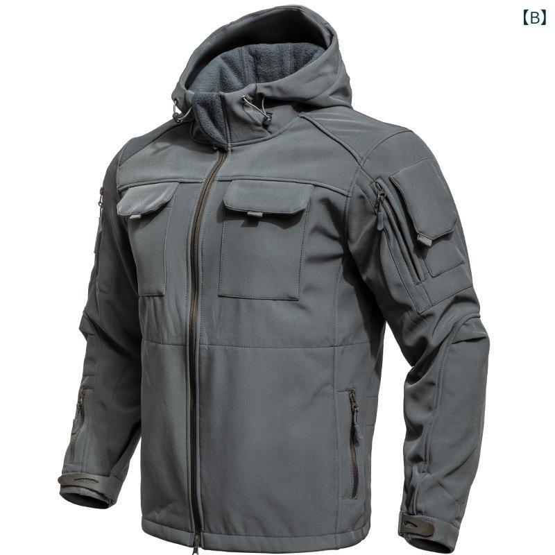 メンズ 秋冬 ジャケット アウトドア ミリタリー 防水 フード付き 登山服 加厚 保暖 軽量 通勤 通学 ハイキング 吸湿速乾 切り替えデザイン
