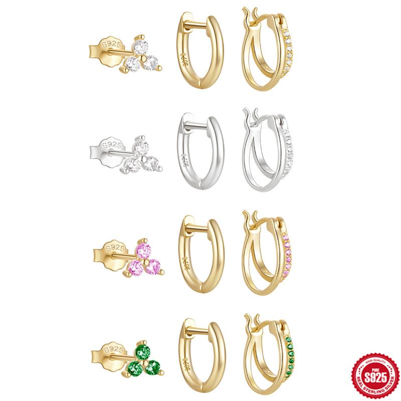 レディース ピアス セット 純銀 日常使い 上品 コーディネート スタッド イヤリング 3点組 シンプル ア..