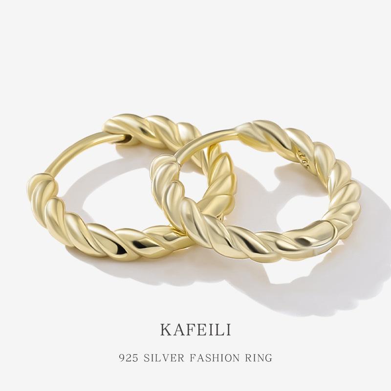 イヤリング レディース 925シルバー シンプル ツイスト 編み込み ピアス イヤーカフ レトロ ファッショ..