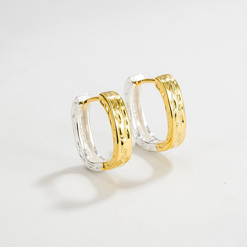 イヤリング レディース 純銀 正方形 幾何学 質感模様 配色 スタイリッシュ 百搭 韓国風 アクセサリー ..