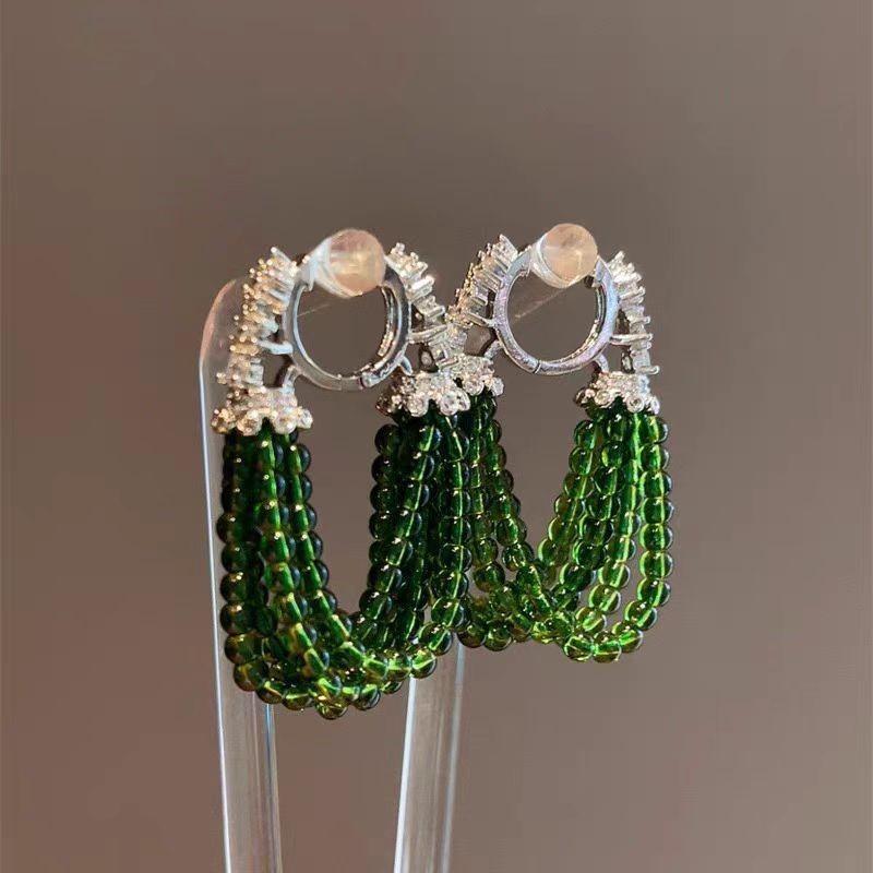 イヤリング レディース 中国風 グリーン シンプル 耳飾り 国風 耳カフ 女性用 アクセサリー ミニマル ..