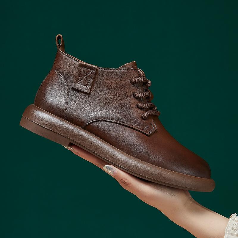 ショートブーツ レディース 秋冬 ソフトレザー スエード 厚底 平底 柔らかソール ベーシック コーディネート ママシューズ 日常使い 軽量 快適 通勤 通学