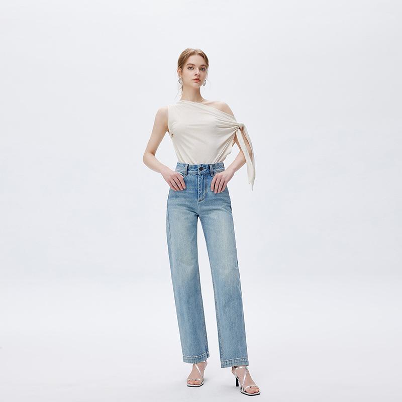 レディース デニム パンツ ジーンズ ハイウエスト ストレート 脚長効果 細見え 高見え 上品 高品質 3カラー展開 春 デニム素材 きれいめ 大人 カジュアル 楽ちん 美脚 ボトムス