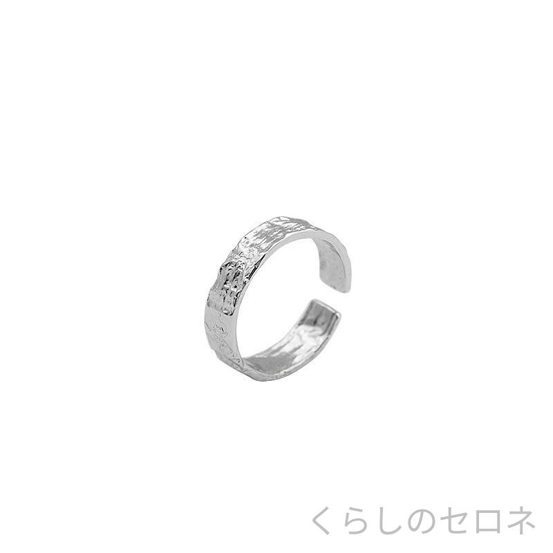 指輪 レディース 925シルバー 不規則凹凸面 箔紙模様 個性派 韓国風 銀アクセサリ...