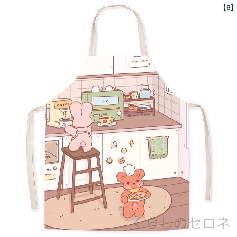 レディース キッズ エプロン 親子 綿麻 リネン アニマル柄 動物 袖なし 割烹着 ス...