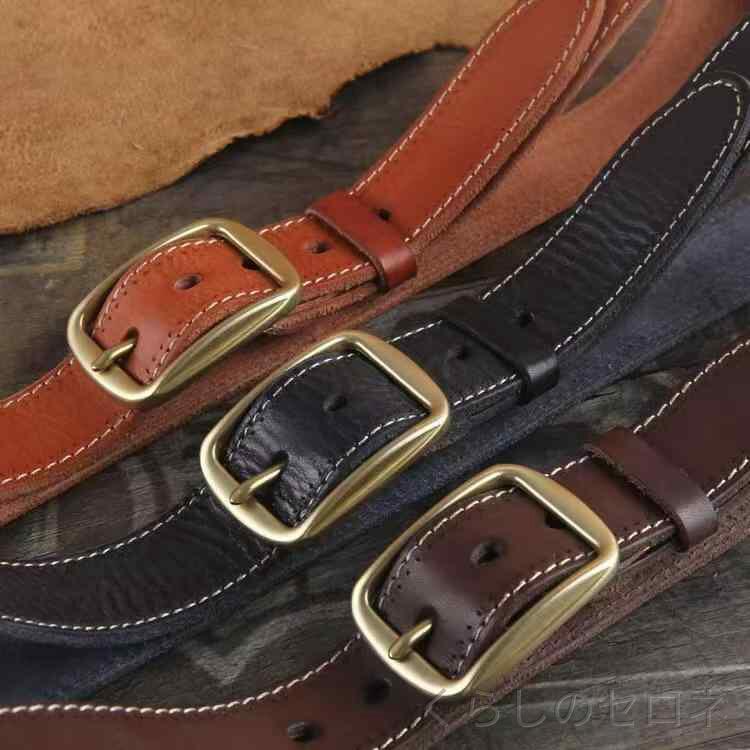メンズ ベルト 本革 牛革 ヴィンテージ風 ウォッシュ加工 真鍮バックル ピン式 ハ...