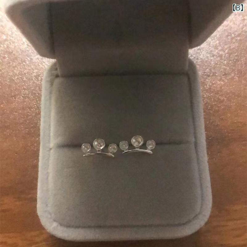 レディース イヤリング 925シルバー 人工パール 3粒 幾何学デザイン 個性的 耳飾り 日韓スタイル 百搭 精緻 ユニセックス