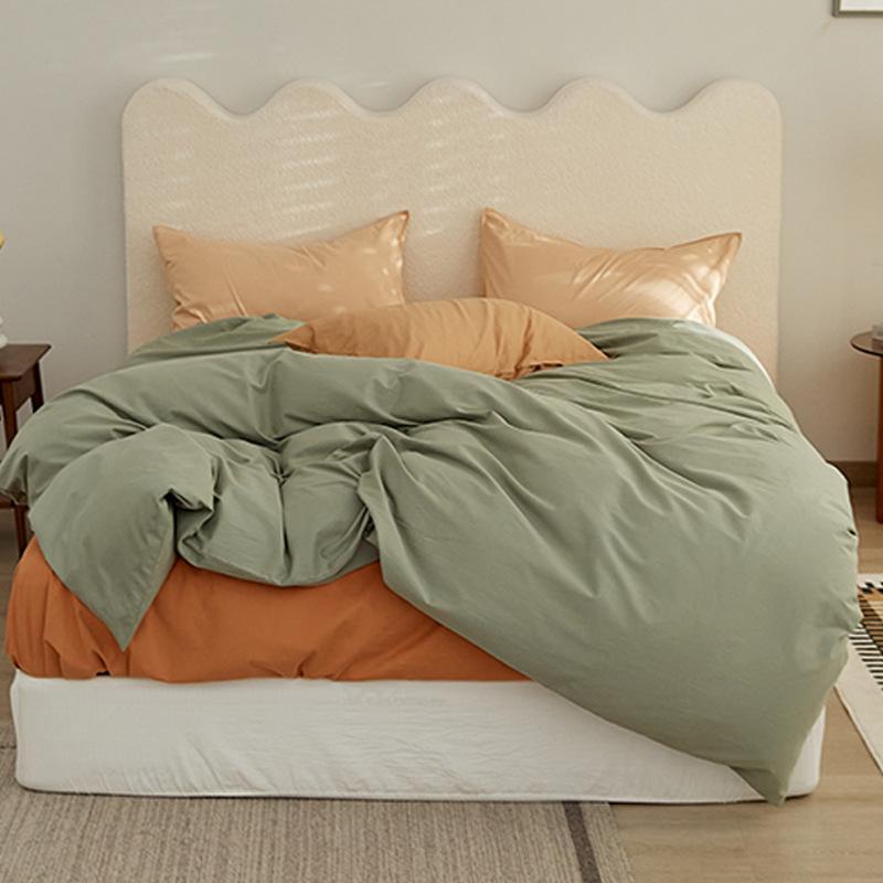 ベッドシーツ ファミリー 秋冬 起毛加工 4点セット コントラストカラー 枕カバー 掛け布団カバー フィットシーツ 全コットン 長繊維コットン 暖か素材 高密度 ベッドルーム用
