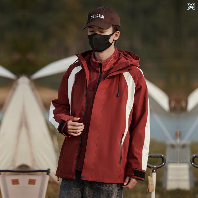 アウトドア ジャケット 男女兼用 登山服 作業服 防風防水 取り外し可能内胆 三合一...