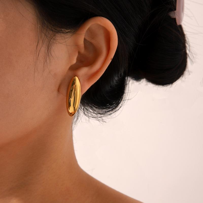 ・素材: ステンレス・形状: 幾何型・加工: メッキ・色: 18Kゴールド・重量: 7g・対象: 女性用・デザイン要素: 楕円