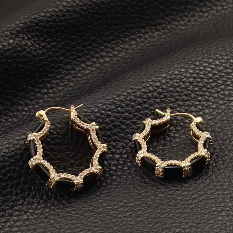 イヤリング レディース シルバー925 フレンチスタイル ヴィンテージ ブラックオニキス風 ジルコニア 輝き フラッシュ 高級感 ベーシック エレガント 気質